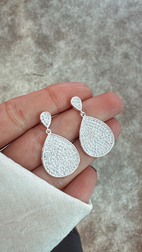 Aros gota chata pavé - comprar online