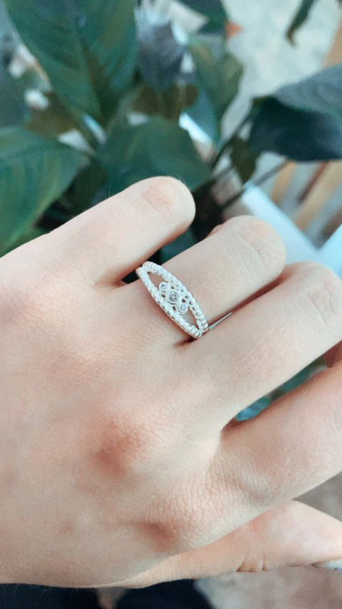 ANILLO DOS LINEAS ENROSCADAS CON CUBICS - comprar online