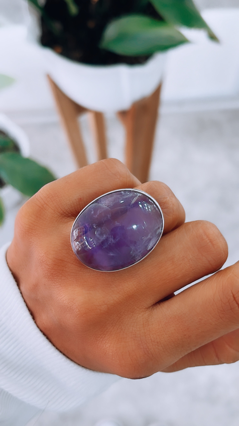 ANILLO PIEDRA AMATISTA GRANDE