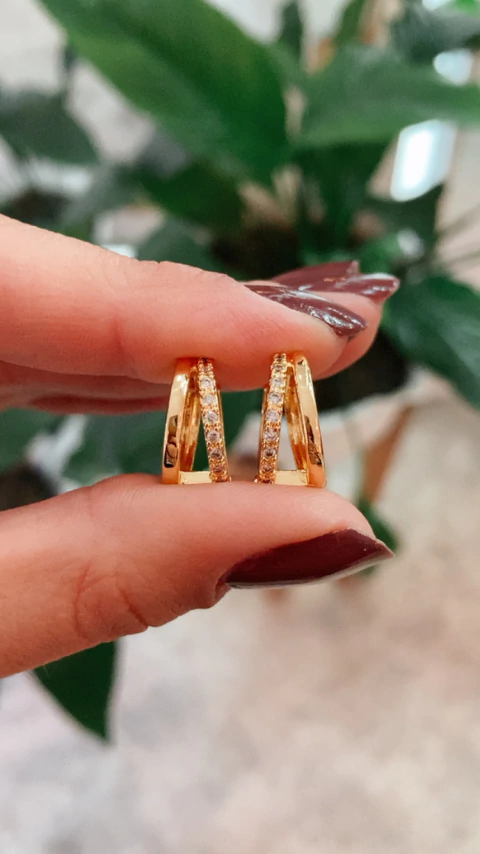 ARGOLLAS DOBLE LINEA LISA Y PAVÉ - comprar online