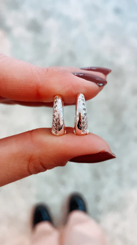 ARGOLLAS MITAD LISA Y MITAD PAVE 10mm - comprar online