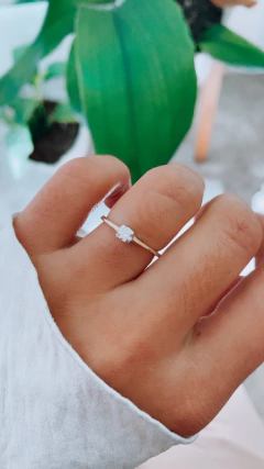 Anillo solitario Plata y oro