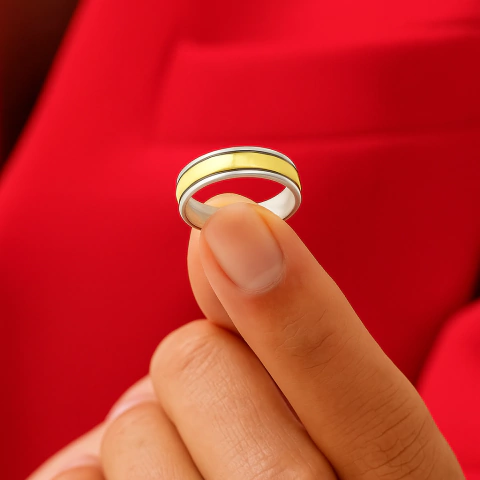 PAR ALIANZAS MEDIA CAÑA ANCHA PLATA Y DOUBLE - comprar online