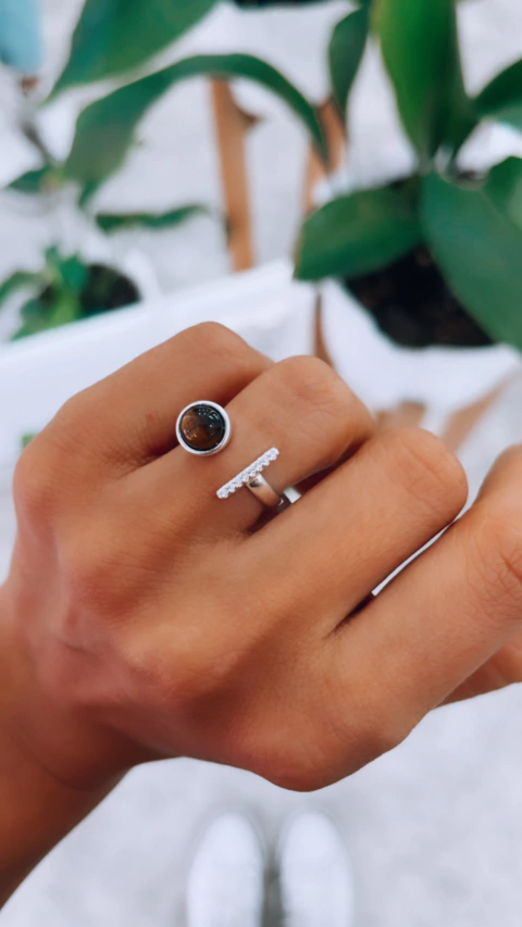 ANILLO OJO DE TIGRE CON CUBIC