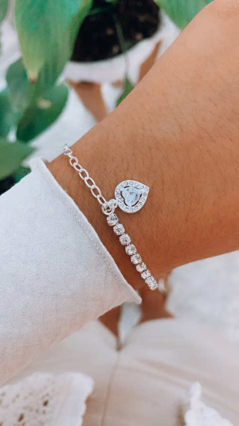 PULSERA TENNIS Y CUBIC CORAZÓN