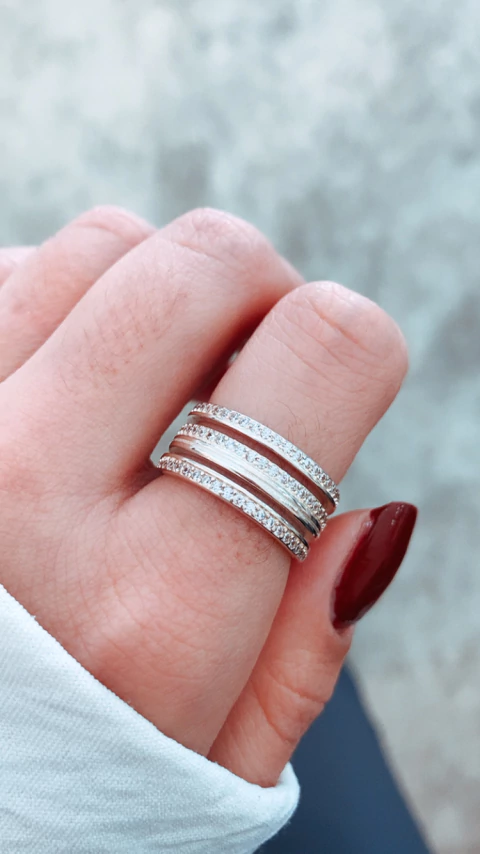 Anillo 4 líneas pavé - comprar online