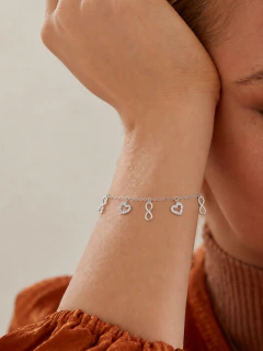 Pulsera doble corazon y doble infinito - comprar online