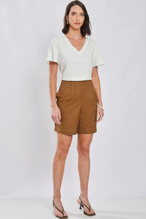 BLUSA MANGA CURTA EVAS EM CREPE DE VISCOSE INFINI - comprar online