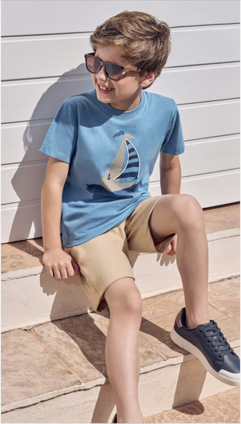 CONJUNTO CAMISETA E BERMUDA AZUL MEDIO