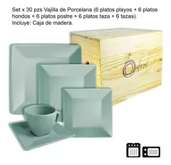 Imagen de Vajilla Oxford 30 Piezas Porcelana Baul Menta
