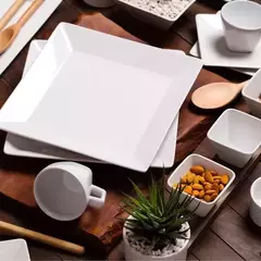 Plato Playo fuente Cuadrado Ceramica Oxford Blanco en internet