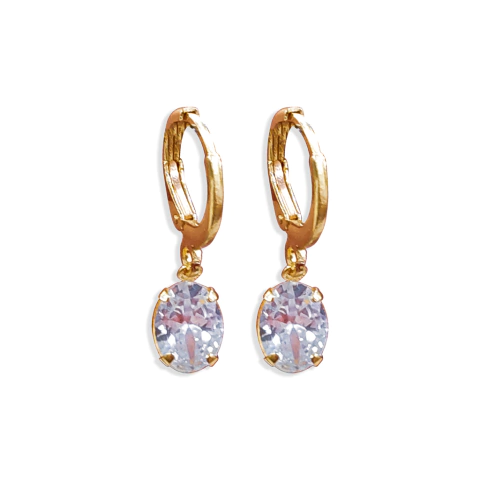 Argola de Click Zircônia Oval de Pêndulo