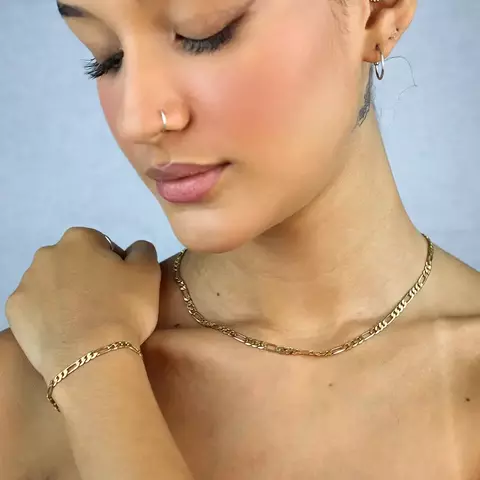 CORRENTE/PULSEIRA 3X1 DIAMANTADA FECHO MOSQUEÃO