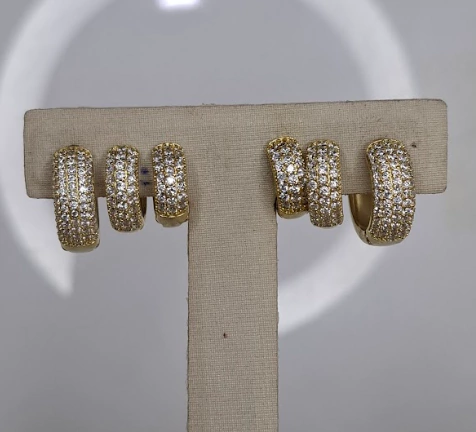 TRIO ARGOLA CRAVEJADA TRES FIL DE ZIRCONIAS