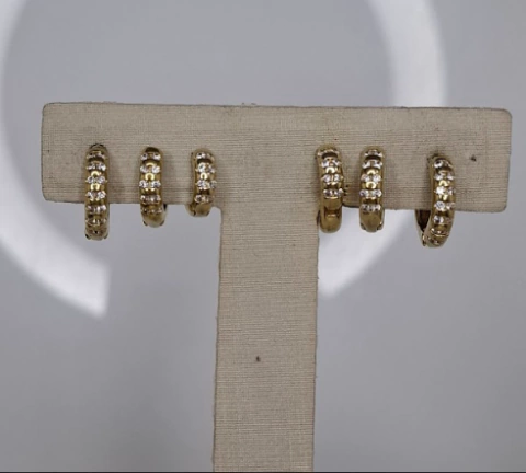 TRIO ARGOLA FILEIRAS ZIRCONIAS E METAL