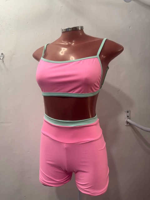 Conjunto Fitness DUO | rosa com verde água