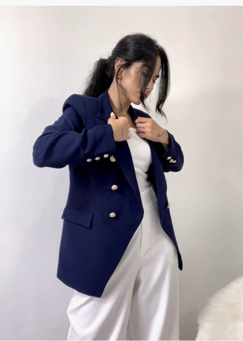 Blazer azul marinho alfaiataria forrado Sara - comprar online