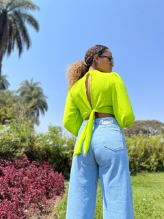 Calça Jeans Wide Leg Barra Giletada - comprar online