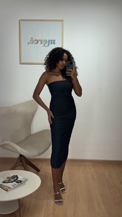 Vestido Talita Sem Alças Drapeado Preto - loja online