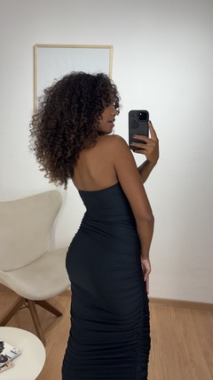 Vestido Talita Sem Alças Drapeado Preto - Mercê