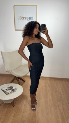 Vestido Talita Sem Alças Drapeado Preto - comprar online