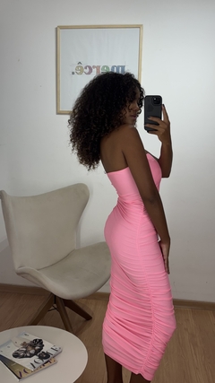 Vestido Talita Sem Alças Drapeado Rosa na internet