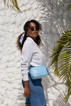 Bolsa Clássica Pequena Azul Bebê Couro Legítimo Mercê
