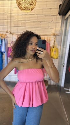 Blusa Balonê Sem Alças Liana Pink na internet