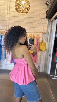 Blusa Balonê Sem Alças Liana Pink - comprar online