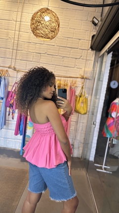 Blusa Balonê Sem Alças Liana Pink - loja online