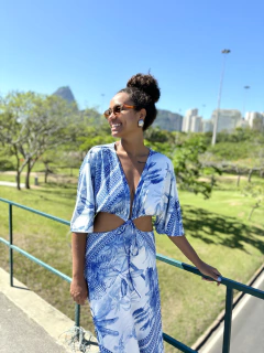 Vestido Megan Estampa Azul P ao GG - comprar online