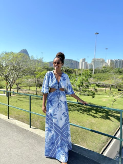 Vestido Megan Estampa Azul P ao GG - loja online