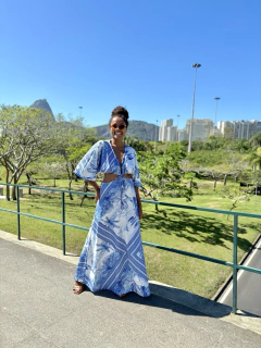 Vestido Megan Estampa Azul P ao GG