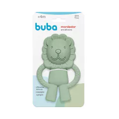 BUBA - MORDEDOR EM SILICONE DIFERENTES TEXTURAS LEÃOZINHO - VERDE - Mamu Kids Store