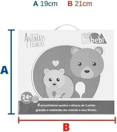 BABEBI - ANIMAIS E FILHOTES QUEBRA-CABEÇA DE MADEIRA 2 ANOS