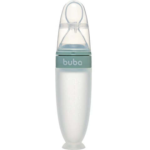 BUBA - COLHER DOSADORA EM SILICONE COM VENTOSA VERDE