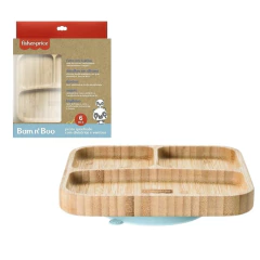 FISHER PRICE - PRATO QUADRADO COM DIVISÓRIA E VENTOSA - AZUL