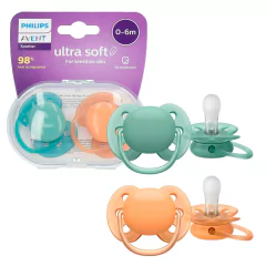 AVENT - CHUPETA ULTRA SOFT DUPLA DECO NEUTRA 0-6M