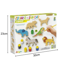 JUNGES - KIT COLORIR E BRINCAR COM PINCEL E GUACHE - ANIMAIS - comprar online