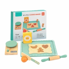 BRINQUEDO DE MADEIRA MONTESSORI KIT DE COZINHA COOKIE 11 PEÇAS