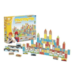 JUNGES - CONSTRUTOR JOGO DE MONTAR DE MADEIRA - 80 PEÇAS