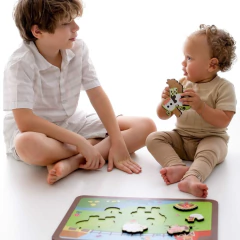 BABEBI - QUEBRA-CABEÇA DE ENCAIXE FAZENDINHA EM MADEIRA - Mamu Kids Store