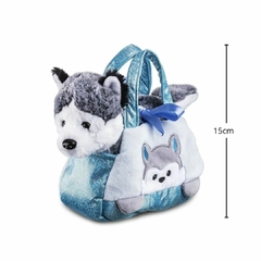 MULTIKIDS - BOLSA COM PELÚCIA CUTIE HUSKY AZUL - comprar online