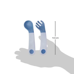 BUBA - KIT 2 TALHERES DE TREINAMENTO COM CABO ANATÔMICO - AZUL - comprar online