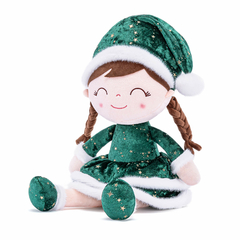 GLOVELEYA - BONECA 40CM SPRING NATAL CASTANHO - VERDE COM SACOLA na internet