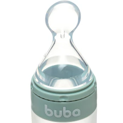 BUBA - COLHER DOSADORA EM SILICONE COM VENTOSA VERDE - Mamu Kids Store