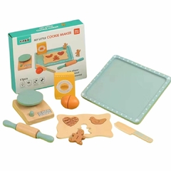 BRINQUEDO DE MADEIRA MONTESSORI KIT DE COZINHA COOKIE 11 PEÇAS - loja online