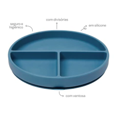 BUBA - PRATINHO EM SILICONE COM VENTOSA - AZUL ESCURO na internet