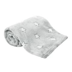 BUBA - MANTINHA ESTRELINHAS EM MICROFIBRA 90X75 - CINZA - Mamu Kids Store