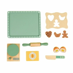 BRINQUEDO DE MADEIRA MONTESSORI KIT DE COZINHA COOKIE 11 PEÇAS - comprar online